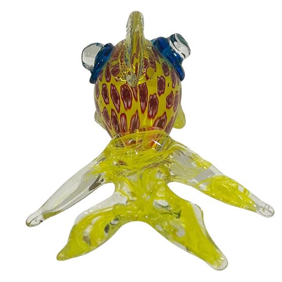 Blown Art Glass Fish Figurine Murano-Style Yellow Green and Red Blue Colorful 7” - Picture 8 of 11